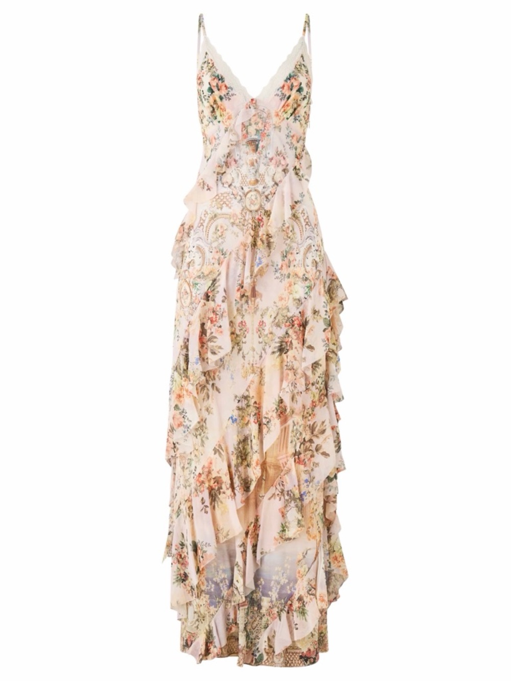 Camilla Floral Ruffle Slip Maxi Dress